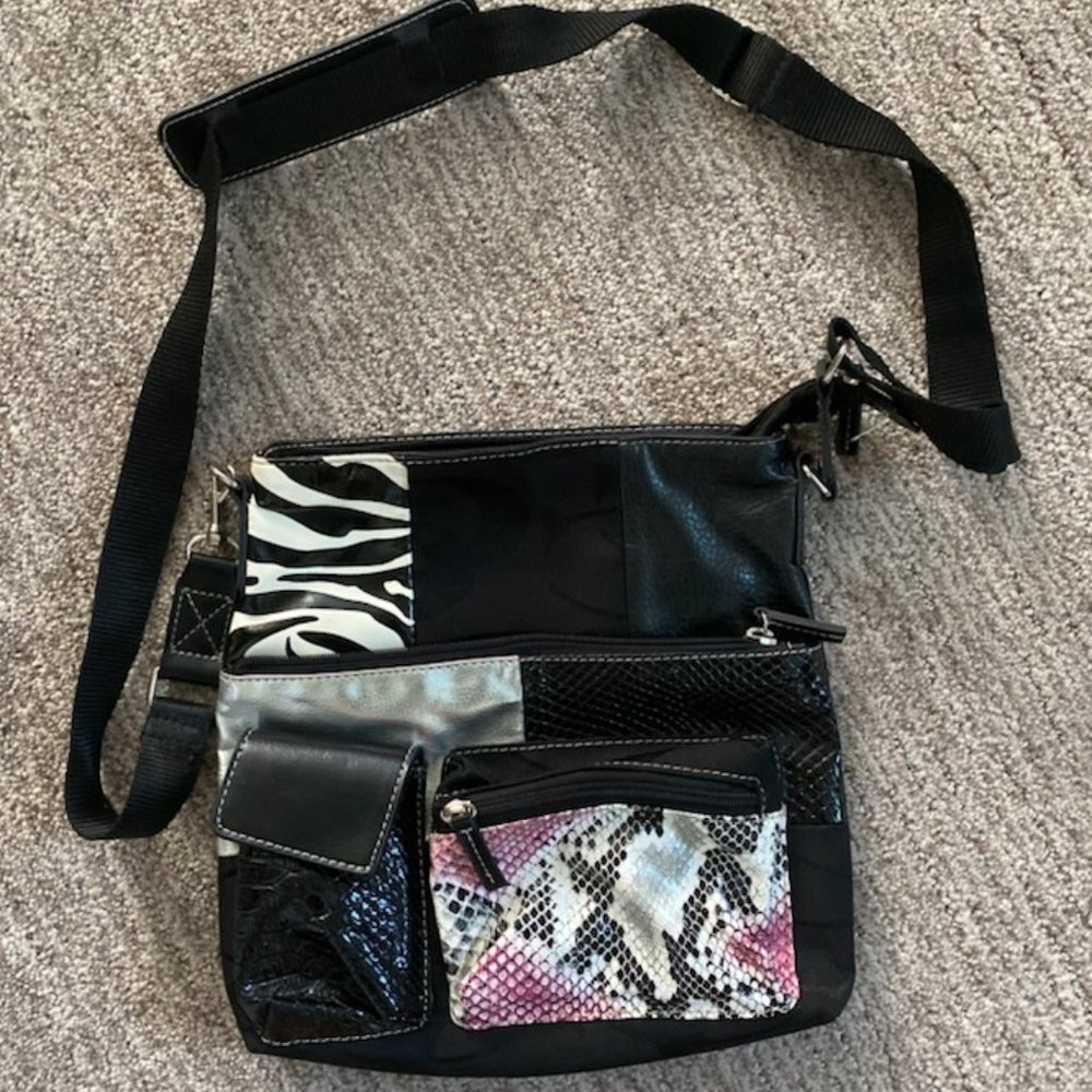 Nice Black Imitation Purse Handbag Zebra Aligator